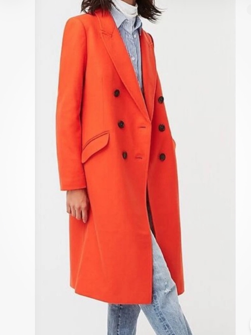 Jcrew Orange long double breasted Peacoat size 2